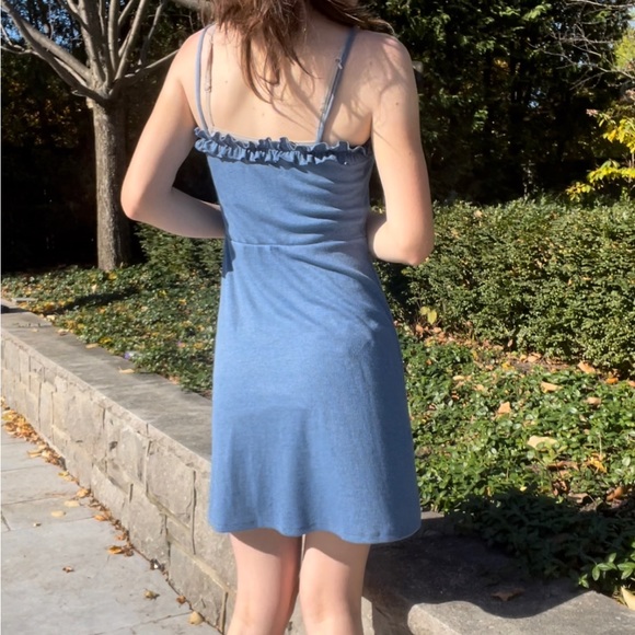 ruffled blue casual dress - Picture 2 of 2